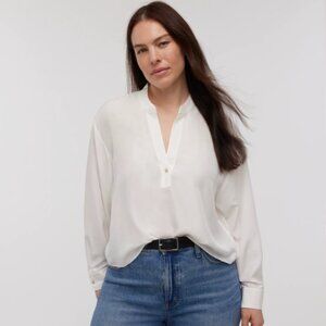 Madewell Long-Sleeve Popover Top in Silk | NWT | XL